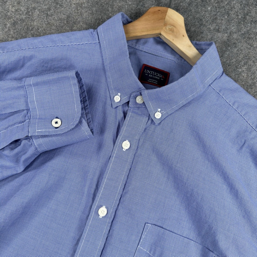 UNTUCKit Rossese Shirt Mens 2XL Blue Check Regular Fit Button Down Long Sleeve